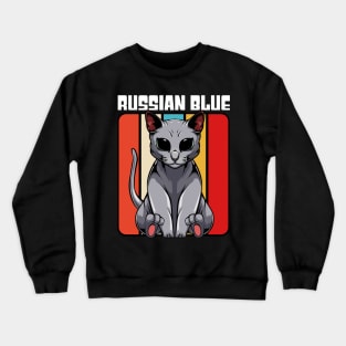 Russian Blue - Cute Retro Style Kawaii Cat Crewneck Sweatshirt